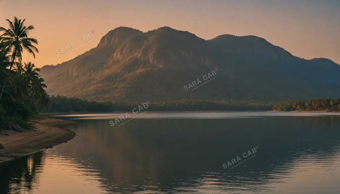 The Aliyar reservoir at the foot of the Anamalai hills near Pollachi