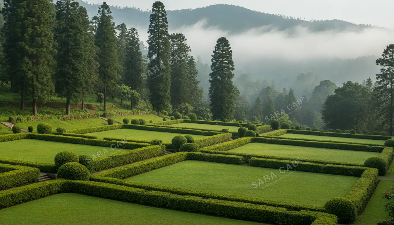 A terraced hillside garden at Coonoor in the Nilgiris