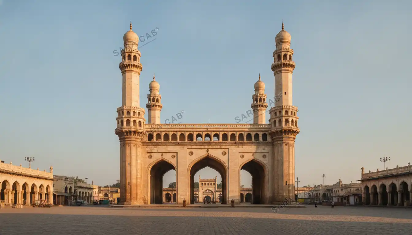 The Charminar in Hyderabad in warm early light