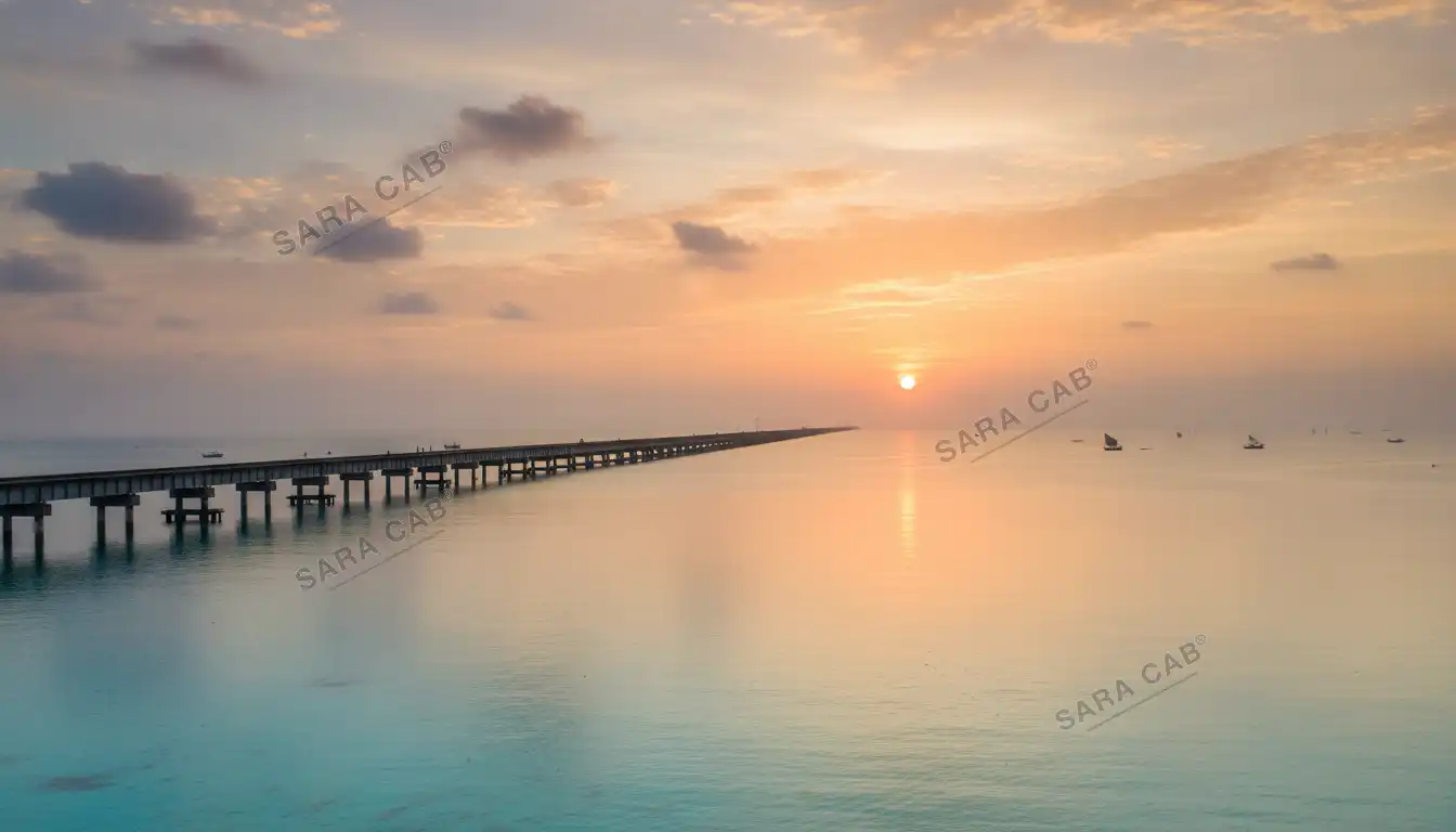 The Pamban bridge crossing shallow turquoise sea near Rameswaram