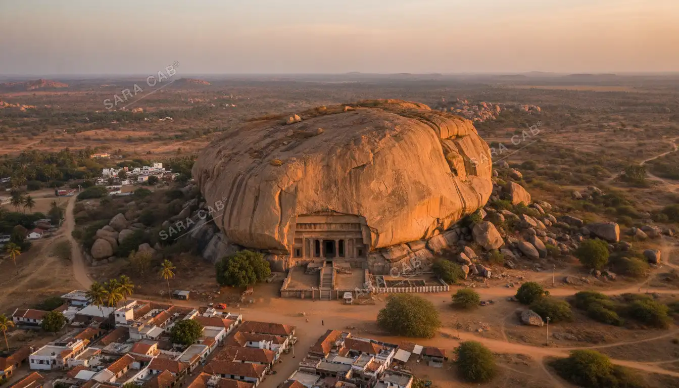 The rock hill and rock-cut temple at Thirupparankundram, near Madurai