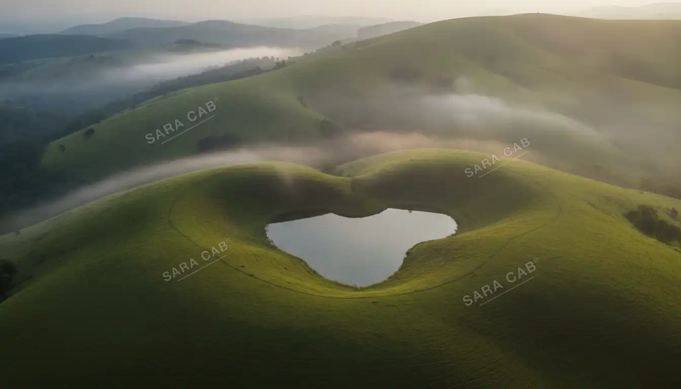 The grassy shoulder of Chembra Peak in Wayanad, with its heart-shaped lake